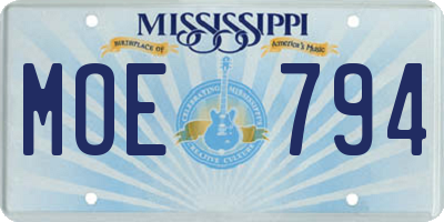 MS license plate MOE794
