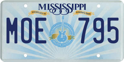 MS license plate MOE795