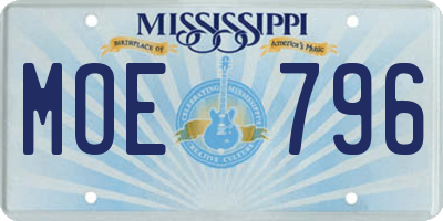 MS license plate MOE796