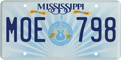 MS license plate MOE798