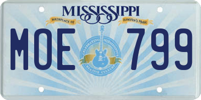 MS license plate MOE799