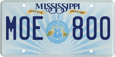 MS license plate MOE800
