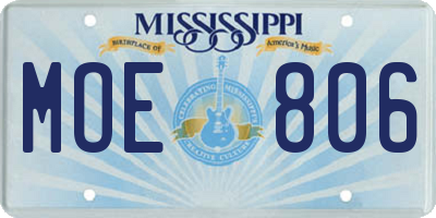 MS license plate MOE806
