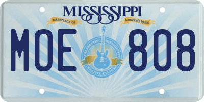MS license plate MOE808