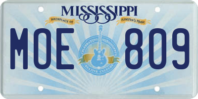 MS license plate MOE809