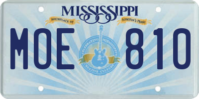MS license plate MOE810