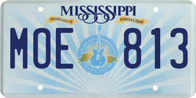 MS license plate MOE813