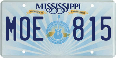 MS license plate MOE815
