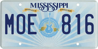 MS license plate MOE816