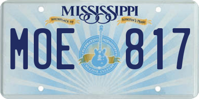 MS license plate MOE817