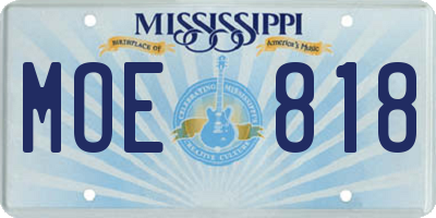 MS license plate MOE818