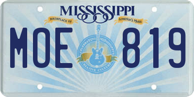 MS license plate MOE819