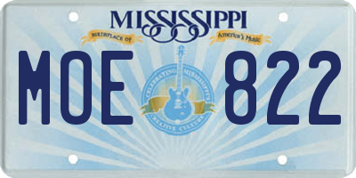 MS license plate MOE822