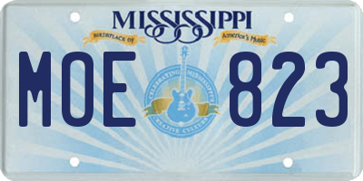MS license plate MOE823