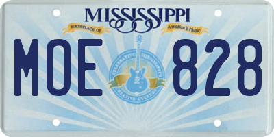 MS license plate MOE828
