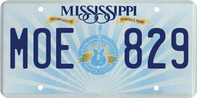 MS license plate MOE829