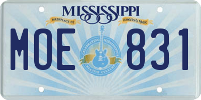 MS license plate MOE831