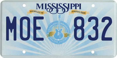 MS license plate MOE832