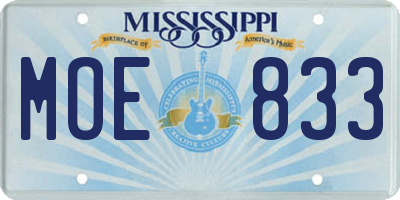 MS license plate MOE833