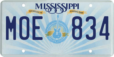 MS license plate MOE834