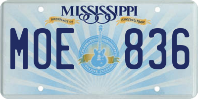 MS license plate MOE836