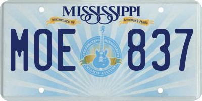 MS license plate MOE837