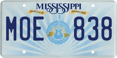 MS license plate MOE838