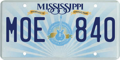 MS license plate MOE840
