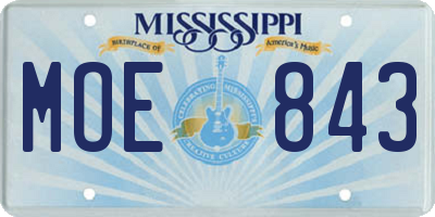 MS license plate MOE843