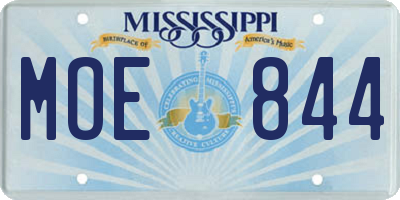 MS license plate MOE844