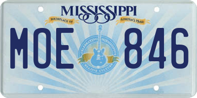 MS license plate MOE846