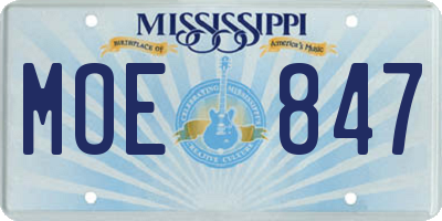 MS license plate MOE847