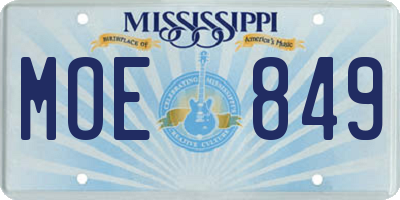 MS license plate MOE849
