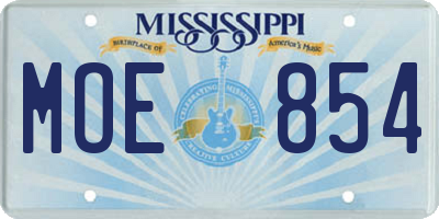 MS license plate MOE854