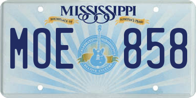 MS license plate MOE858