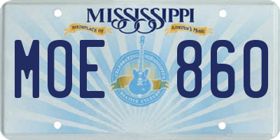 MS license plate MOE860