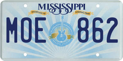 MS license plate MOE862