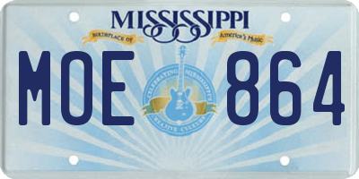 MS license plate MOE864