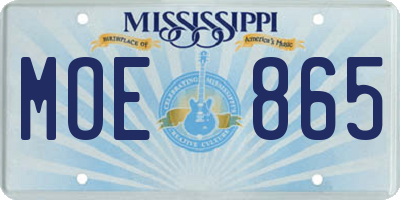 MS license plate MOE865