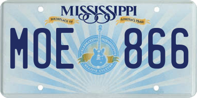 MS license plate MOE866
