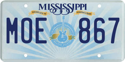 MS license plate MOE867