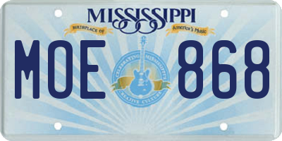MS license plate MOE868