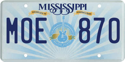 MS license plate MOE870