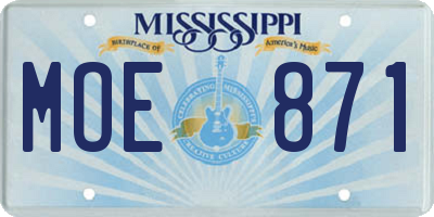 MS license plate MOE871