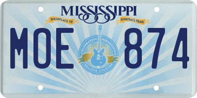 MS license plate MOE874