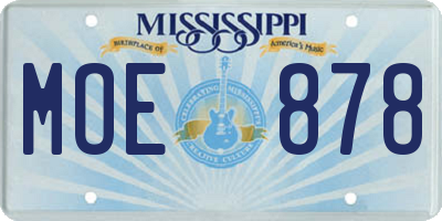MS license plate MOE878