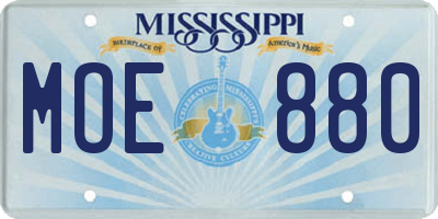 MS license plate MOE880