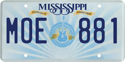 MS license plate MOE881