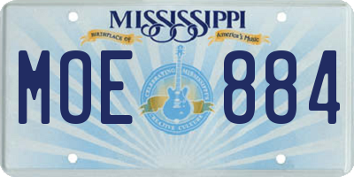 MS license plate MOE884