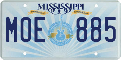 MS license plate MOE885